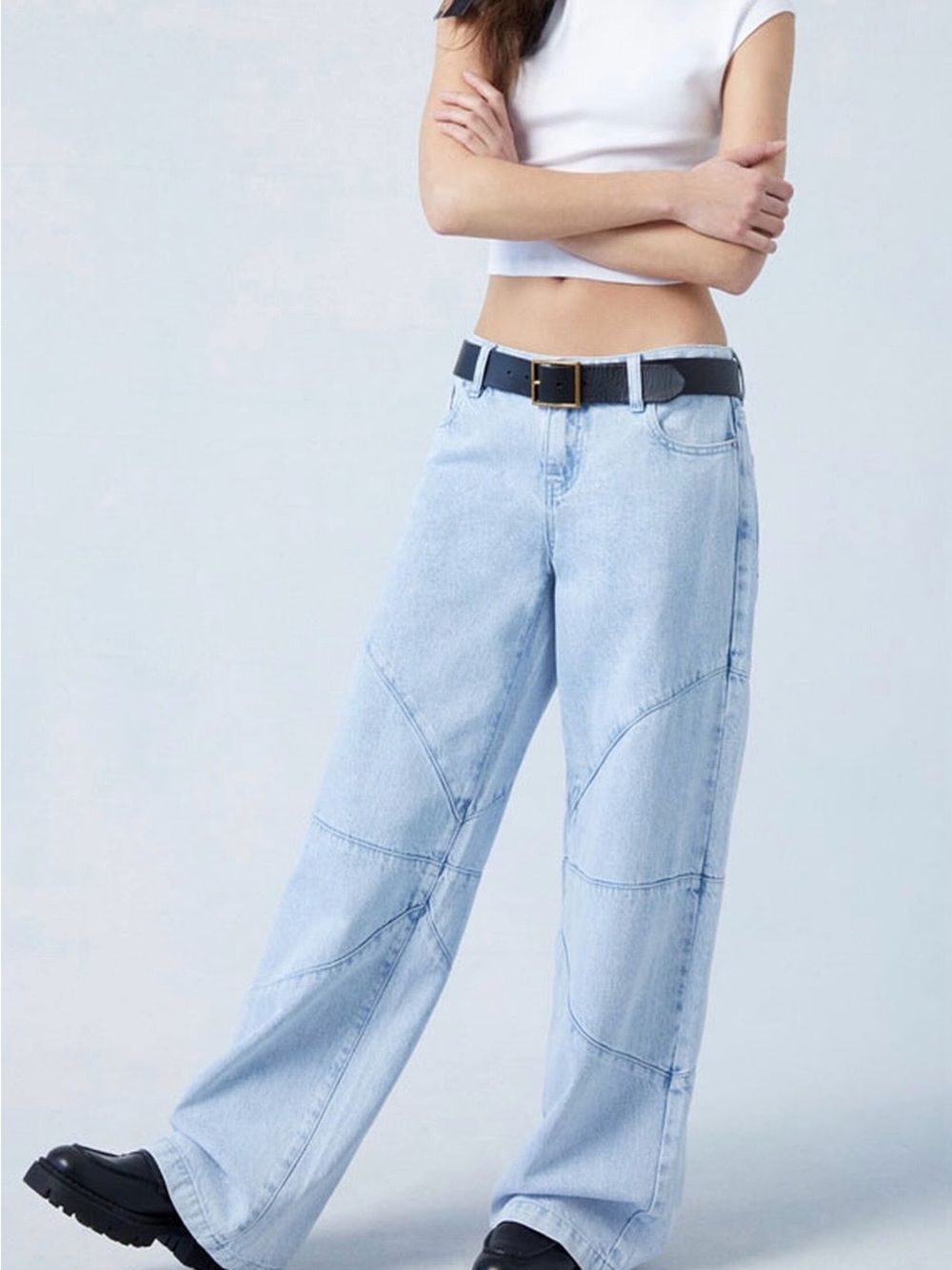 PacSun Light Blue Wide-Leg Jeans with Panel Stitching NWT size 27